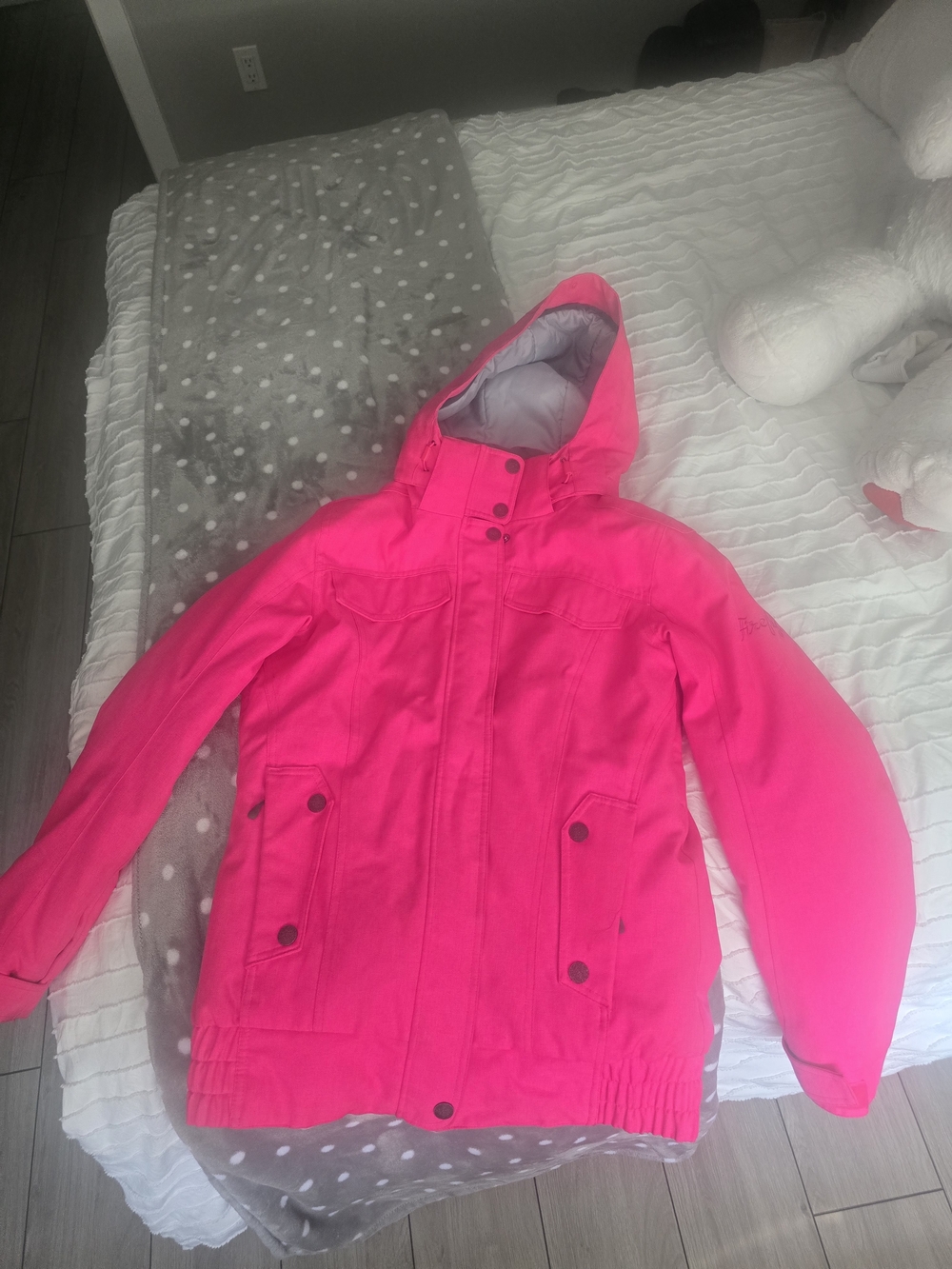 Firefly Neon Pink Hooded Ski Jacket for Women